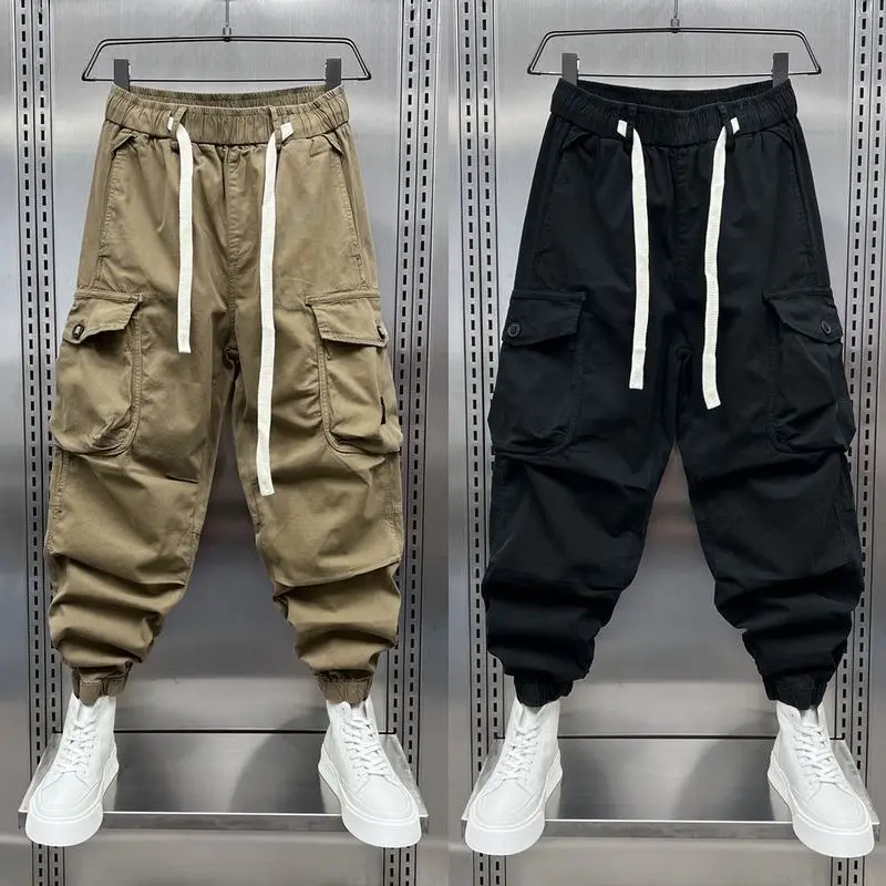 

Мужские повседневные рабочие брюки большого размера в американском ретро-стиле, свободные широкие брюки-галифе на весну-осень с большими карманами