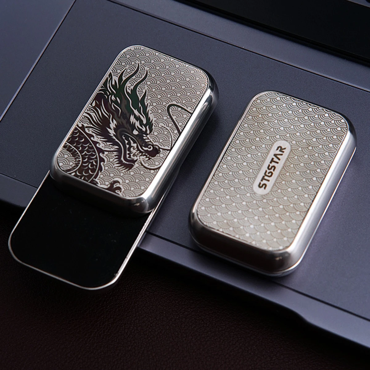 Dragon Infinite-position EDC Mechanical Card-pushing Metal Fingertip Toy Magnetic Force Fidget Spinner Stress-relieving ADHD Toy