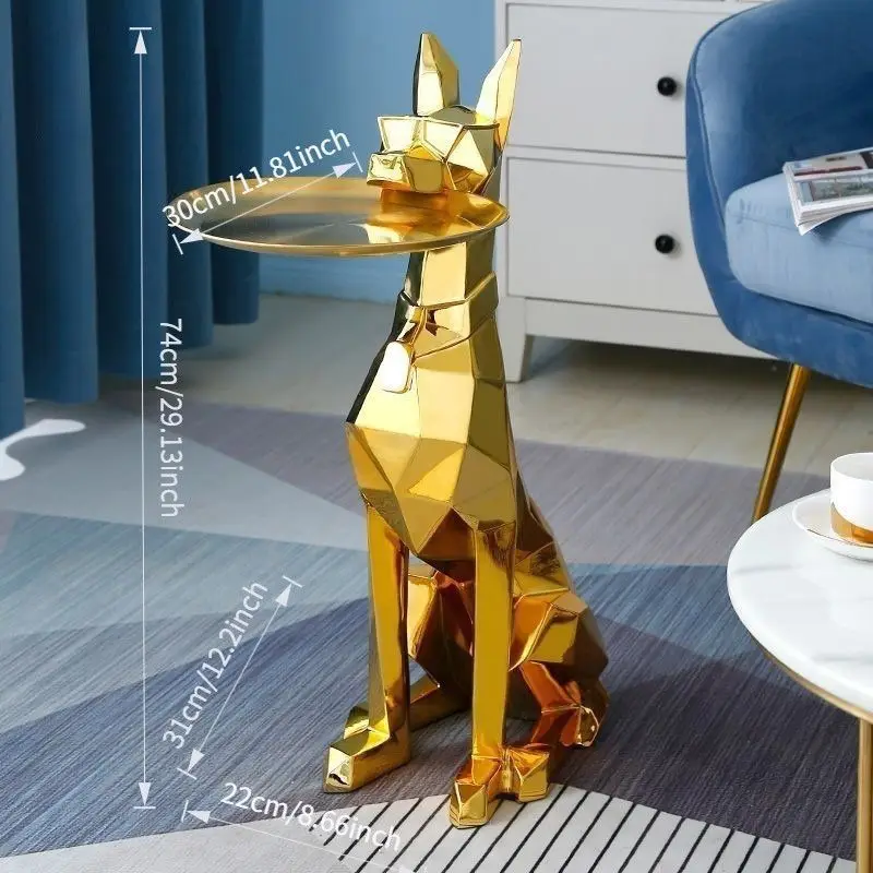 Doberman statue living room TV cabinet sofa side home decoration with tray storage simple decoration of housewarming gifts