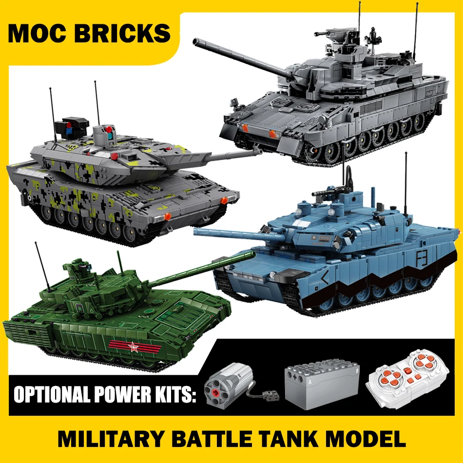 WW2 Military KF-51 EMBT Battle Tank Building Blocks Sets Army AbramsX T-14 Tank Model Remote Control Bricks Toys for Kids Gifts