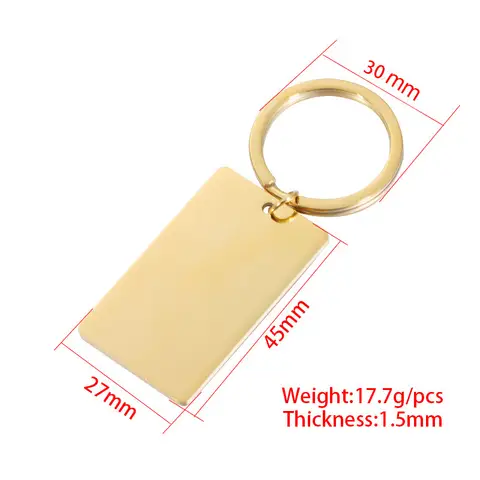 10Pcs Stainless Steel Keychain DIY Stamping Blank Rectangle Bar Keyring Mirror Polish for Tag Keychains