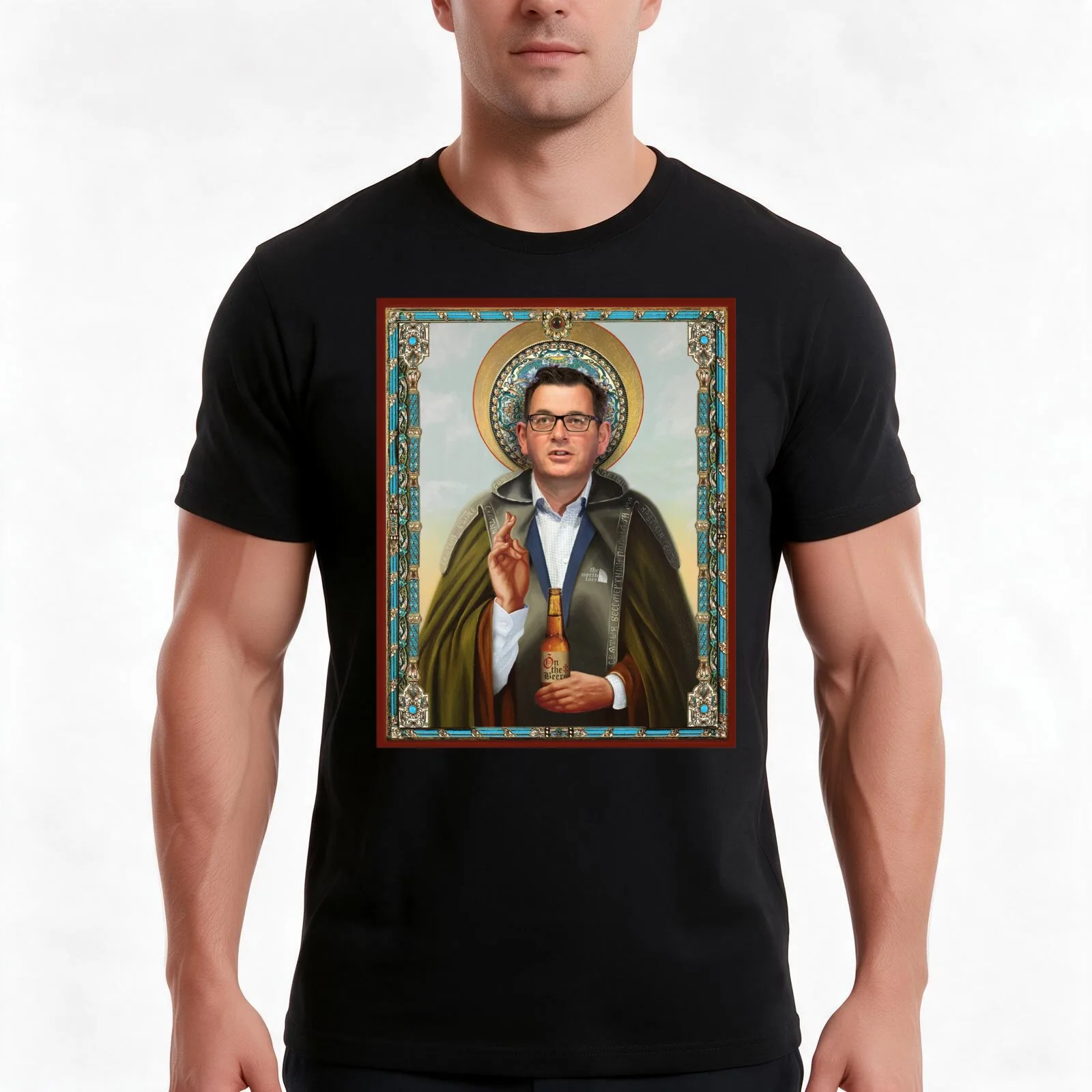 Saint Dan Andrews T-Shirt, Summer Casual Cotton Tee, Oversized Streetwear Tops, Vintage Graphic Print, Loose Fit Short Sleeve