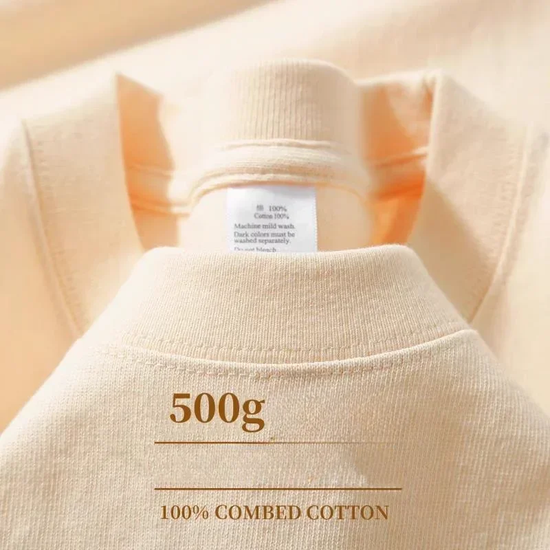 500 グラム Tシャツ特大ルーズヘビーウェイトコットンソリッドドロップショルダー半袖 Tシャツ男性夏用