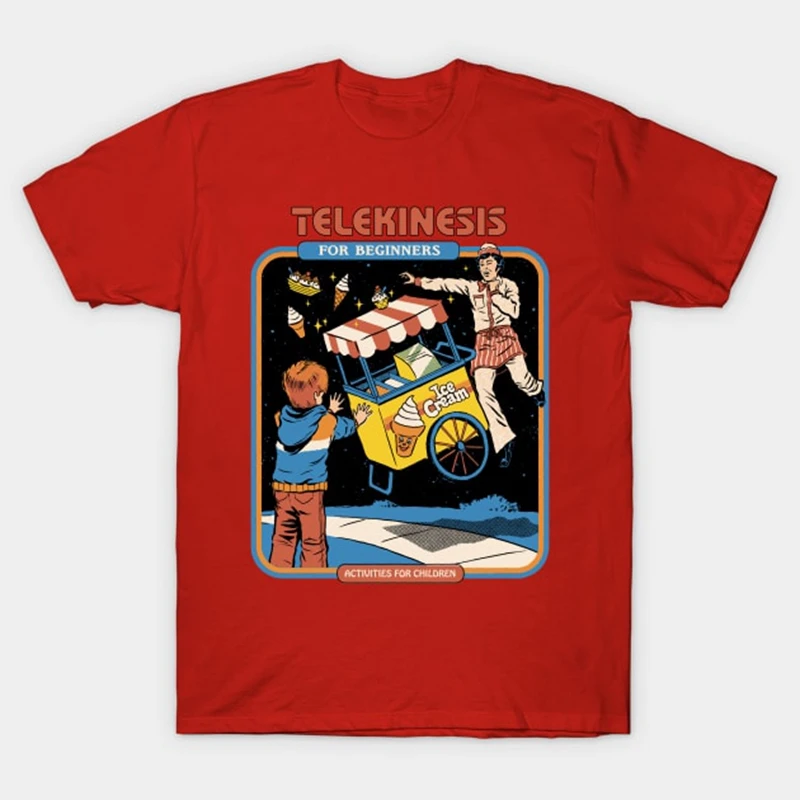 Telekinesis For Beginners T-Shirt Funny illustration pattern Short Sleeves Men Women Loose Cotton T Shirt O-Neck Breathable Tees