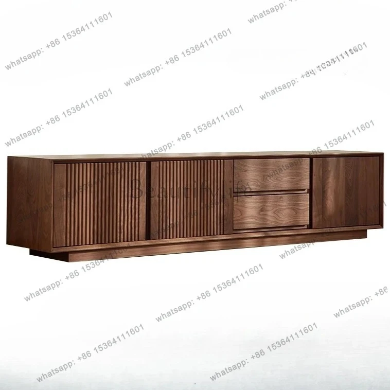 

North American black walnut TV cabinet Nordic simple all-solid wood floor cabinet Home living room locker