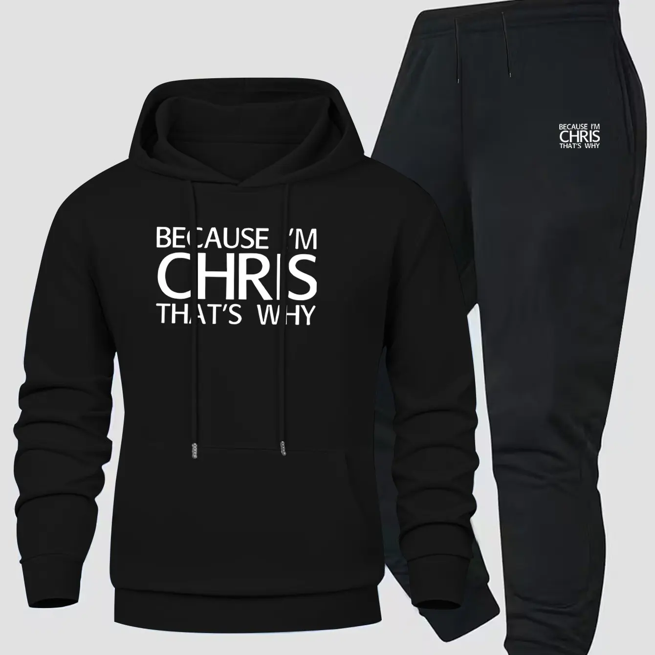 

Men's Graphic Print Hoodie & Regular Fit Sweatpants Set, Elastic Polyester Knitted Casual Sportswear