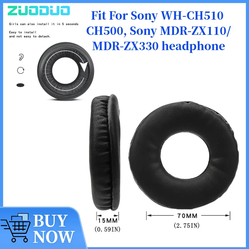 

ZUODUO Replacement Earpads Foam Ear Pads for Sony WH-CH510 CH500, Sony MDR-ZX110/MDR-ZX330 Headphones Earmuff Earphone Sleeve