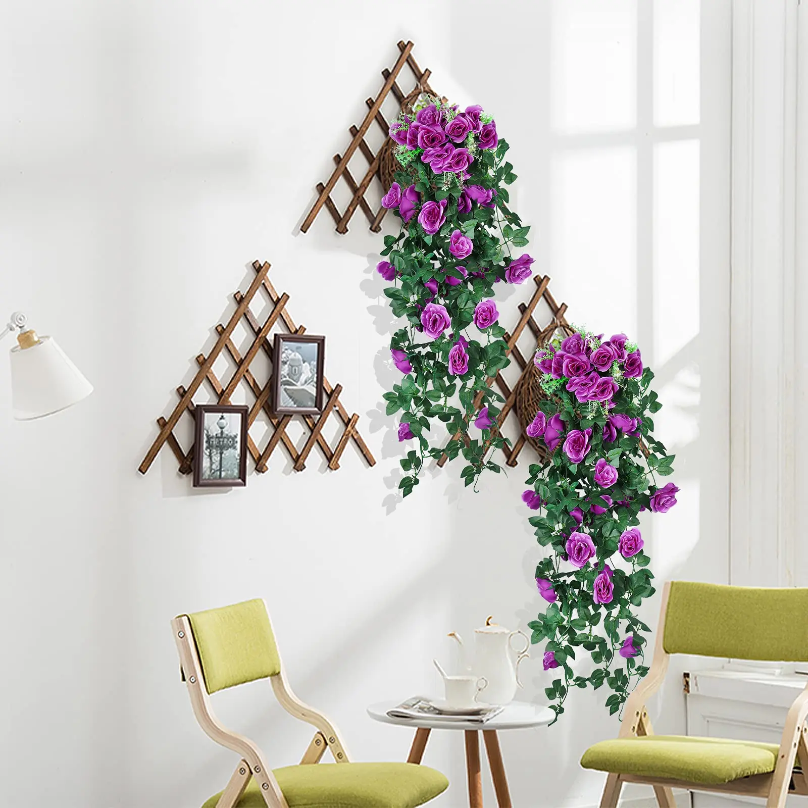 Artificial Flower Rattan Fake Plant Vine Decoration Wall Hanging Roses Flowers for Home Wed Party Interior Outdoor Decoration