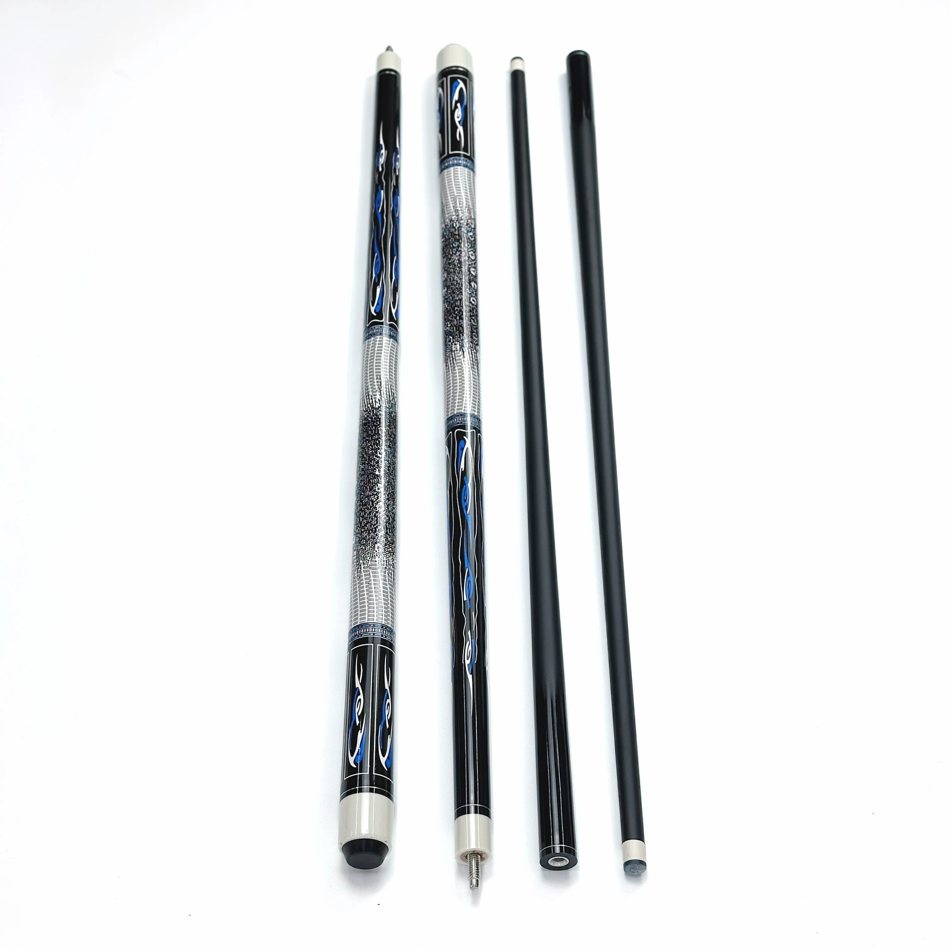 Direct Factory Hot Sale Snake Pattern 13mm Tip High Quality Maple Glass Fiber 1/2 Split Stainless Steel Pool Table Billiards Cue