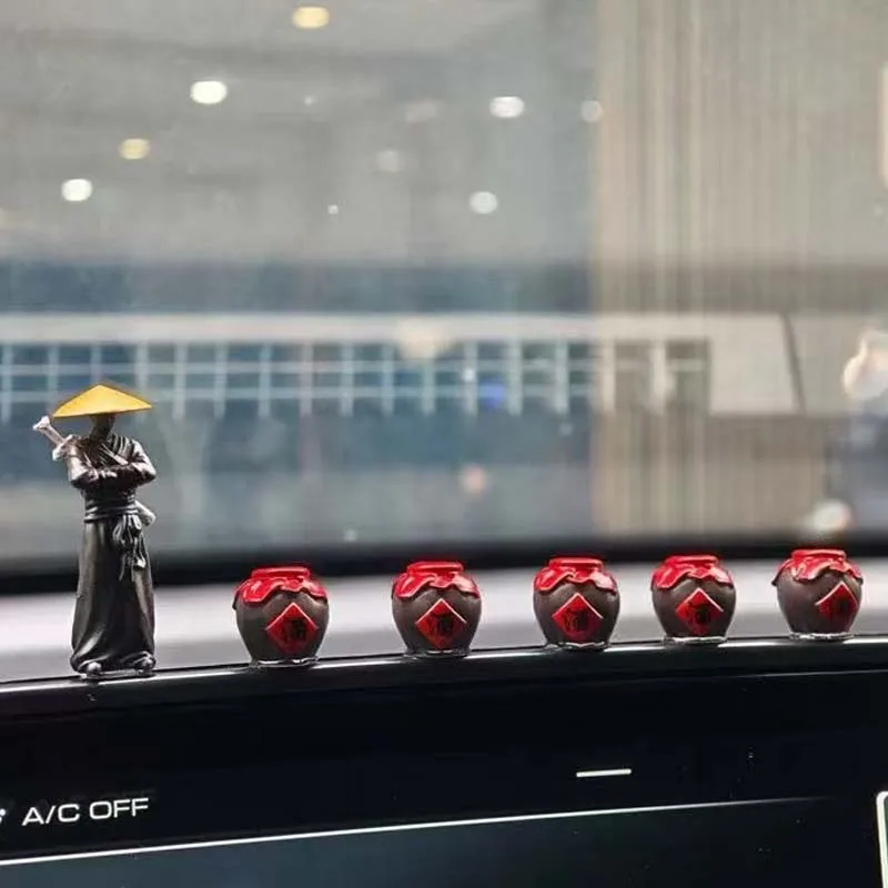 Cute Car Dashboard Ornament Figure Sculpture Dollhouse Statue Samurai Ninjas Chinese Style Wuxia Novel Office Desk Decoration