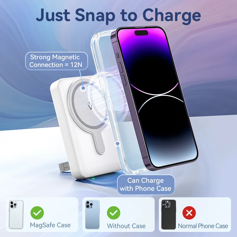 Vention 10000mAh Power Bank Magnetic Portable PD 22.5W Wireless Fast Charging Mini PowerBank for iPhone 15 Pro Max 14 13 12 X 8