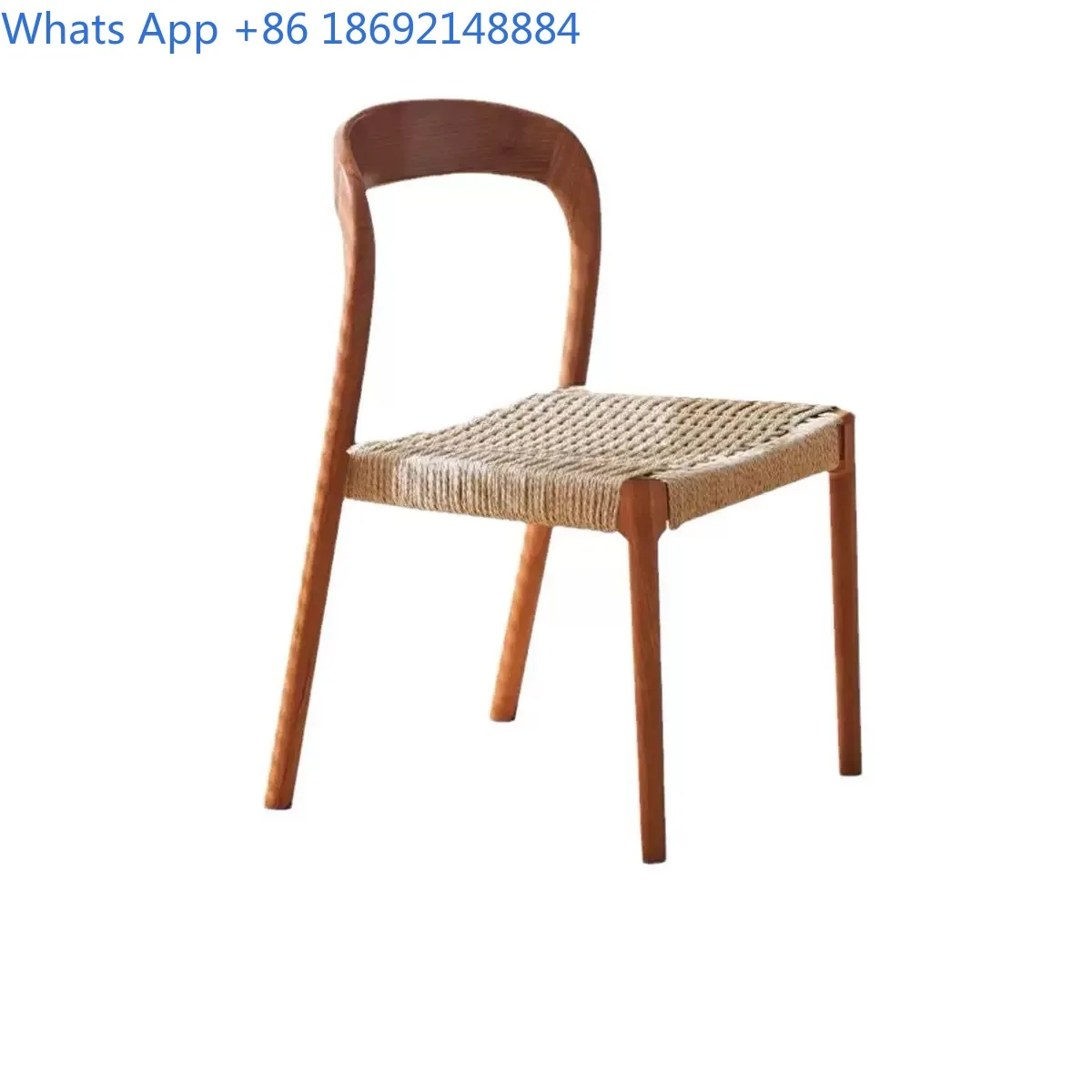 Dining Chair for Home Living Room Dining Room Balcony Backrest Chair Rope Woven Coffee Dining Table Chair Vintage for Homestay