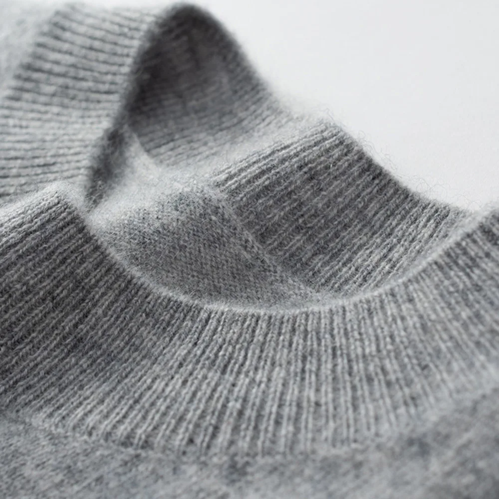 

Мужской тонкий вязаный свитер из шерсти и кашемира с низким воротом для осени и зимы, однотонный, повседневный, деловой, теплый, удобный, модный