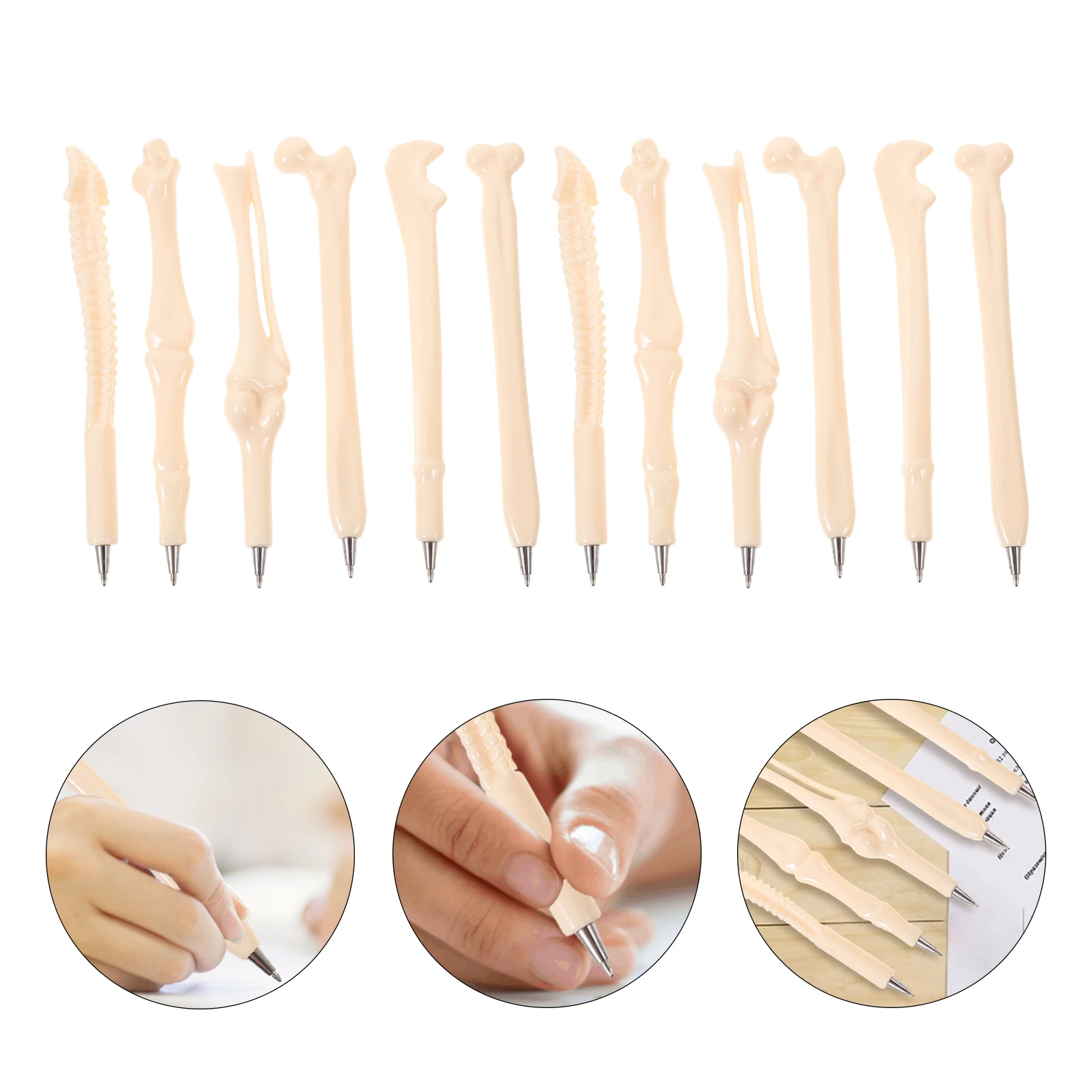 

12 Pcs Bone Shaped Ballpoint Pens Black 0 7mm Realistic Halloween Stationery Creative Writing Tools Portable Novelty Gifts