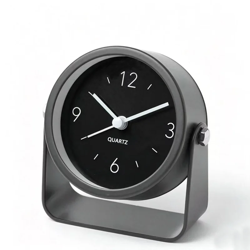 Minimalist rotating stand metal desk clock for living room office table silent clock table clock