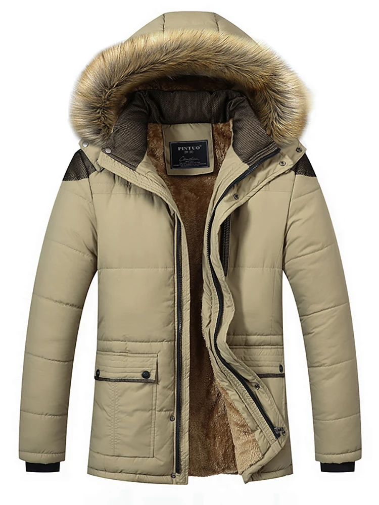 Plus Size 5xl Pelz kragen Kapuze Männer dicke Winter jacke neue Mode warme Wolle Liner Mann Jacke und Mantel wind dichte männliche Parkas