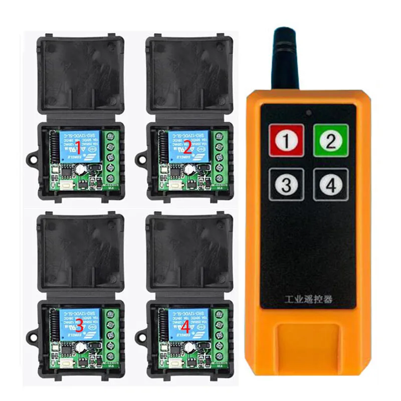 

433 МГц Ndustriальный DC 12 В 1 канал 10 А RF беспроводной пульт дистанционного управления радиоприемник с пультом дистанционного управления на большие расстояния 20-2000 м