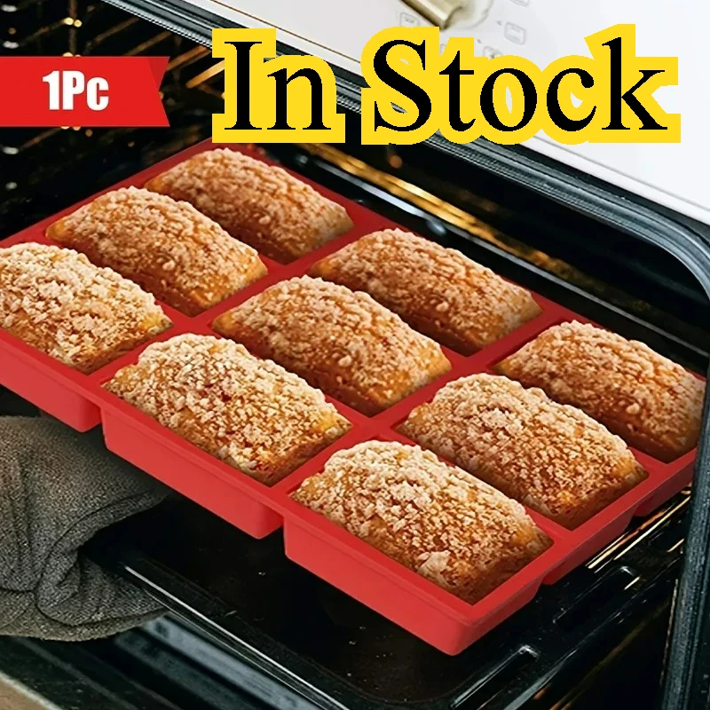 9Grids Silicone Baking Mold Mini Sized Loaf Cake Mould Food Grade Material Heat Resistant Baking Tool for Bread Cornbread Muffin
