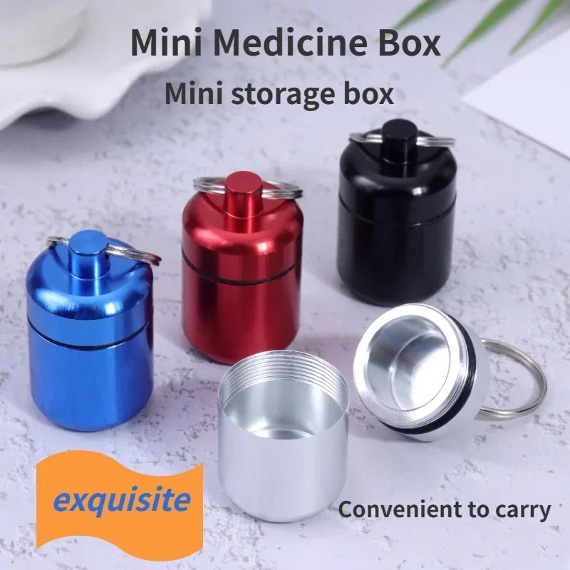 1PC Metal Mini Waterproof Alloy Travel Pill Box Pill Bottle Cache Drug Holder Container Keychain Medicine Box Health Care