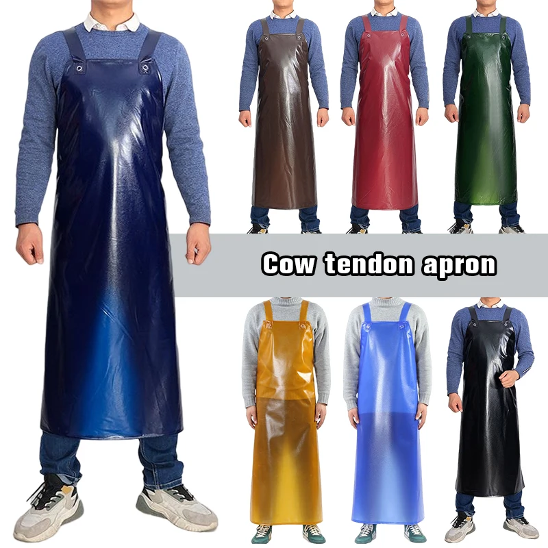 Delantal de seguridad Unisex grueso, resistente al agua, resistente al aceite, ácido, álcalis, resistente al desgaste, Material de costilla de vaca de TPU para pesca