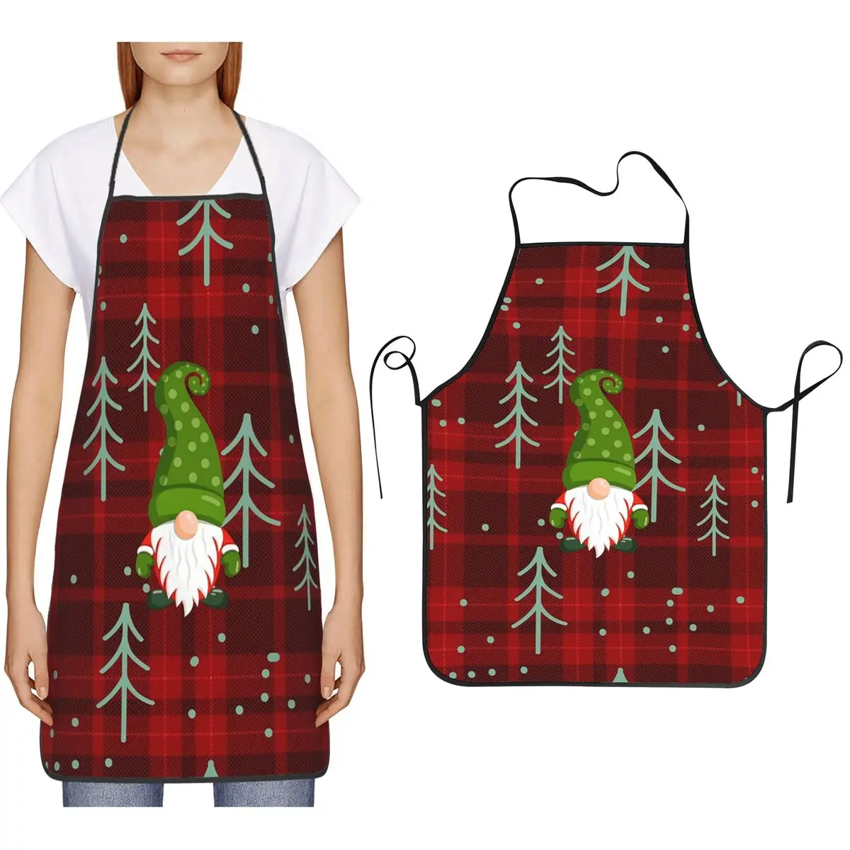 

Nordic Style With Dwarf Print Aprons Chef Cooking Baking Tablier Bib Kitchen Cleaning Pinafore for Women Men Gardening