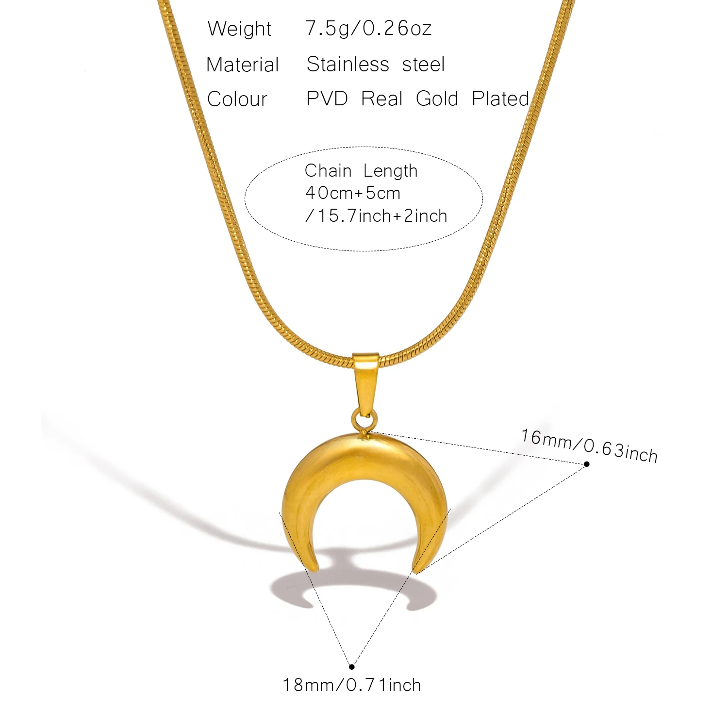 UHBINYCA Stainless Steel Moon Crescent Pendant Necklace for Women, Simple and Stylish Waterproof and Hypoallergenic Accessory