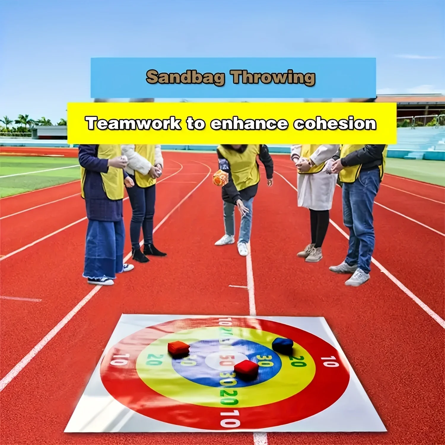 

Sandbag Throwing Game - Fun team activities for sports competitions, family gatherings, and holiday parties, including 3 randoml