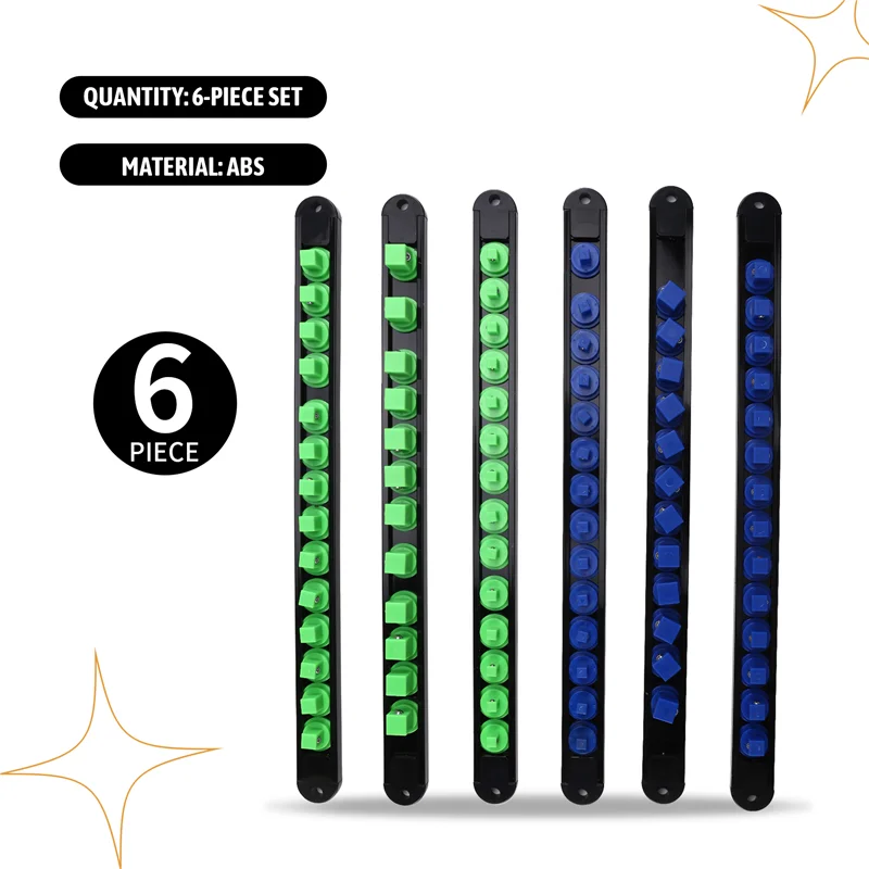 PORK-6PCS Heavy Duty Socket Racks Organizer 1/2 Inch 3/8 Inch And 1/4 Clip Drive Socket Rail Holders Heavy Duty Socket Racks