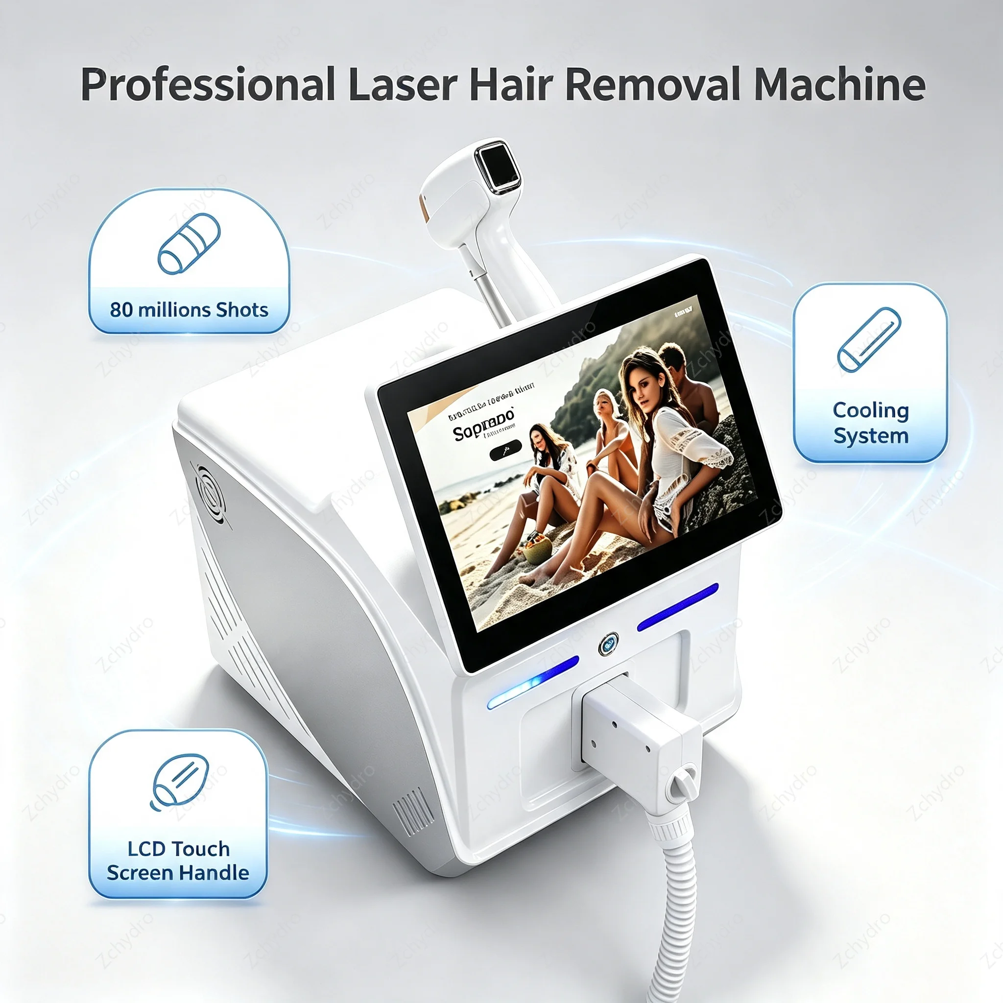 Permanent Hair Remover Ice Cooling Painless Continuous Work Laser Epilator 4000W 80 Millions Shots Beauty Salon Use