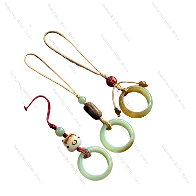 

Натуральный нефрит Хэтянь, сахарное кольцо, пряжка, ремешок для телефона, маленькая изысканная подвесная сумка-флеш-накопитель USB, подвесные аксессуары, цепочка для телефона