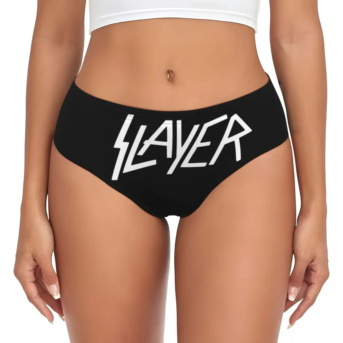 Custom Women's White Heavy S-Slayers Thrash Metal Panties Breathable Rock Roll Band Briefs Underwear