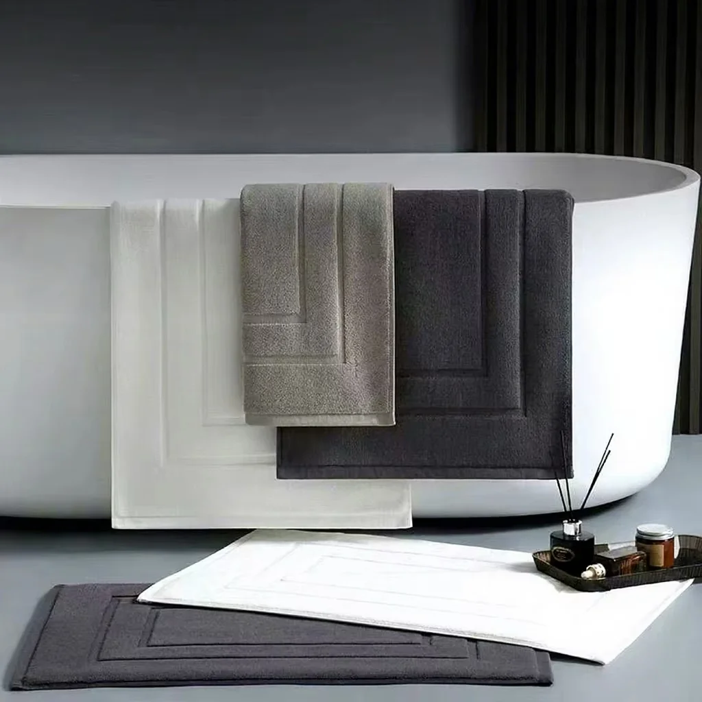Grey Floor Towel For Bath Room 50*80cm 350g/pc Thicken Foot Mat 100% Cotton Absorbent Non-slip Hotel Home Bathtub Towels