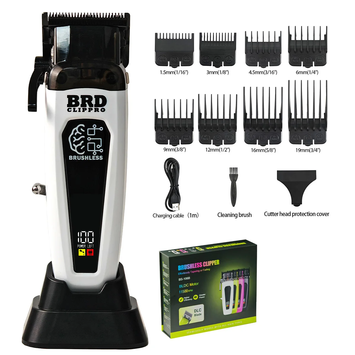 BRDCLIP 106B 116 7500 RPM Borstelloze Motor Haar Snijmachine Kit Professionele Tondeuse Kapper Salon Tondeuse voor Mannen