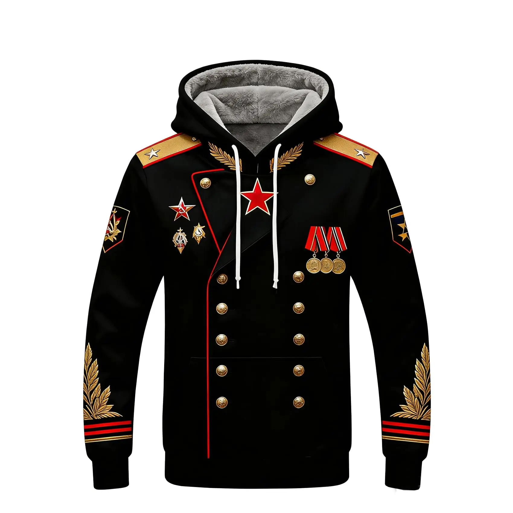 2026 Ucosbros Historical Hoodies Famous Marshal Uniform Fleece Lined Sweatshirt Creative Hoodie 3D Printe