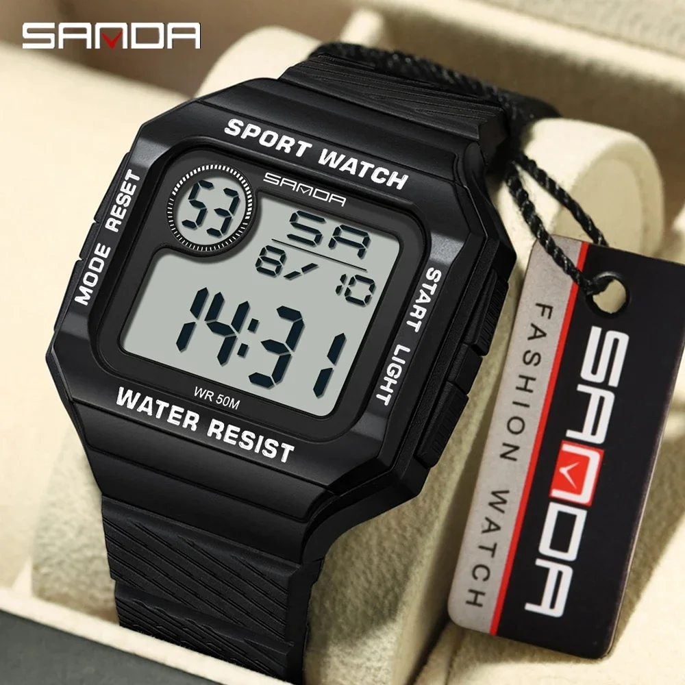 Sanda New 2129 Square Men's and Women's Watch Single Display Multi functional Fashion Trend Nightlight Waterproof Watch