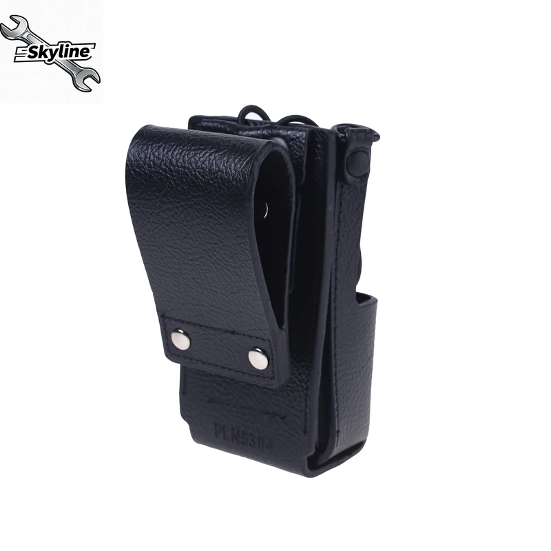 Universal Genuine Leather Holster Tactical Protective Case For  GP328 GP340 Two Way Radio Walkie Talkie