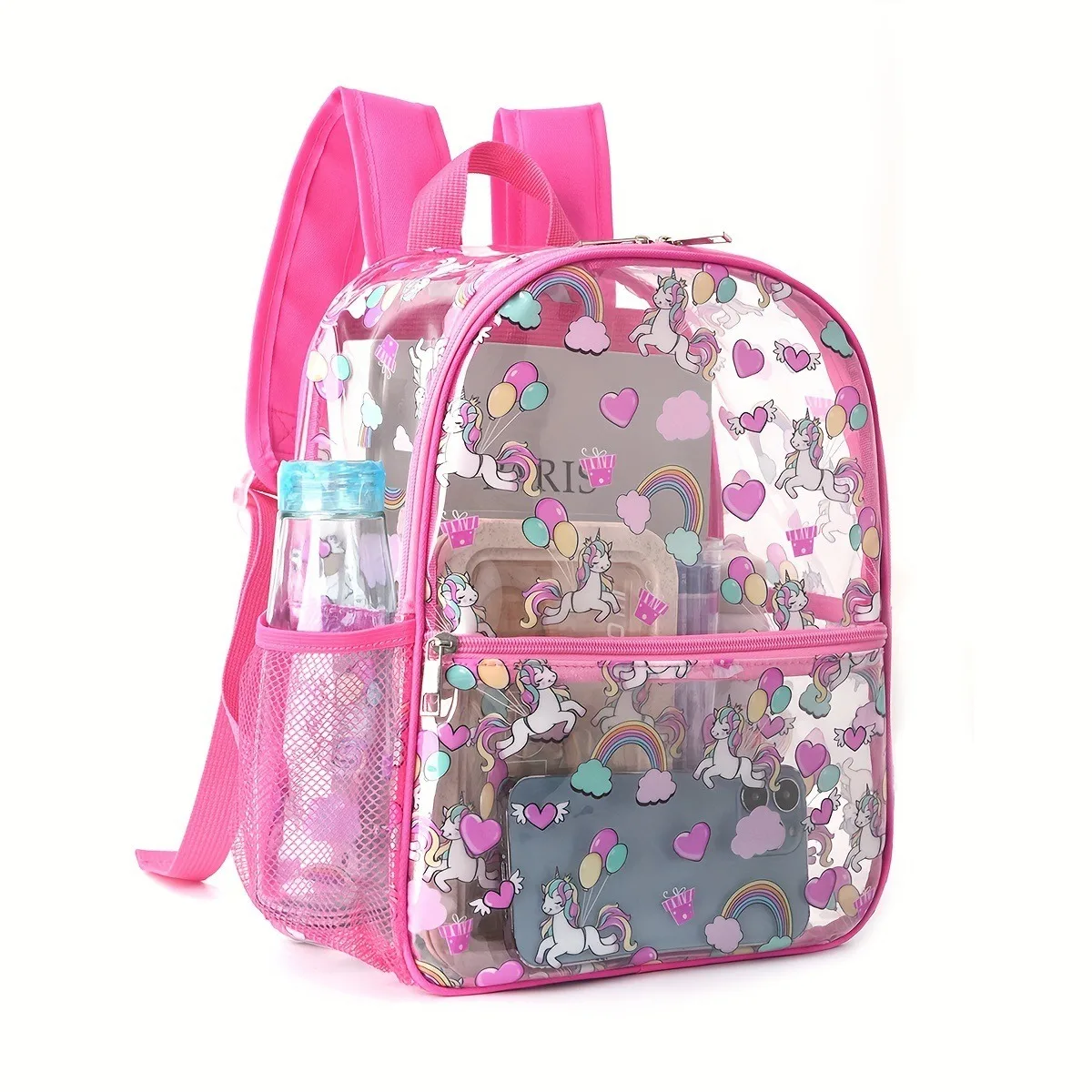 Cross-border hot-selling printed transparent backpack waterproof pvc storage bag student schoolbag large-capacity transparent ba