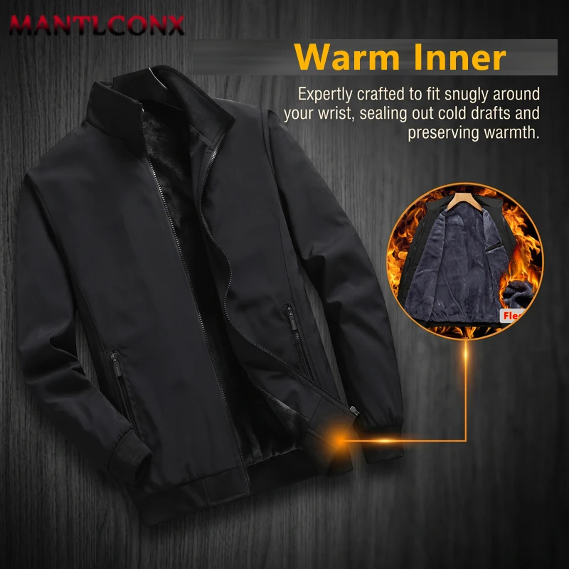 Warme Fleece Herbst Winter Jacken für Männer Business Büro Kleid Mantel Casual männer Winter Jacke Einfarbig Luxus Oberbekleidung mann – Detail 9