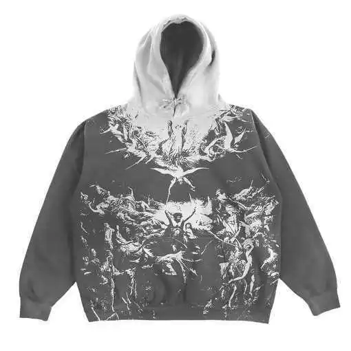 American Retro Ins Style Women Autumn Hoodie New Style Personalized 3D Printing Pattern Loose Pullover Couple Hooded Sweatshirt