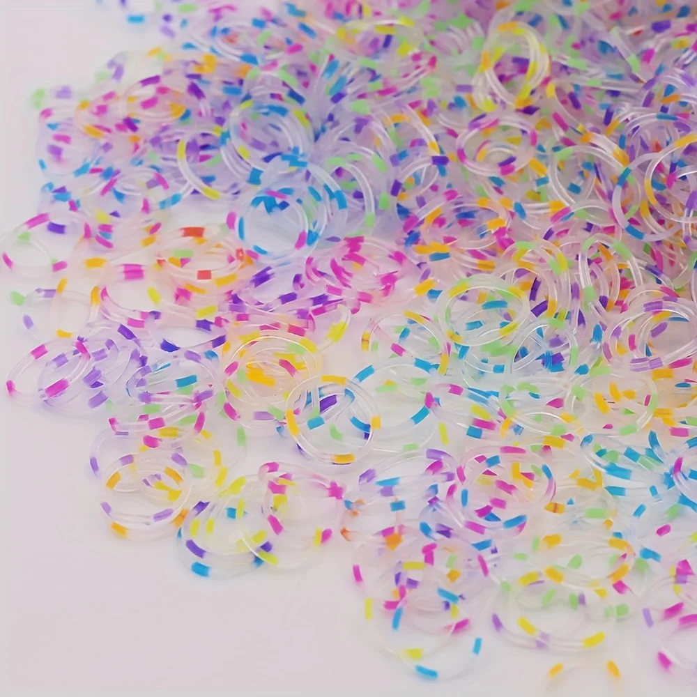 600Pcs Transparent Double Color Rubble Loom Bands Kit Bracelets DIY Knitted Bracelet Kit Weaving Band Knitting Braided Hand Rope