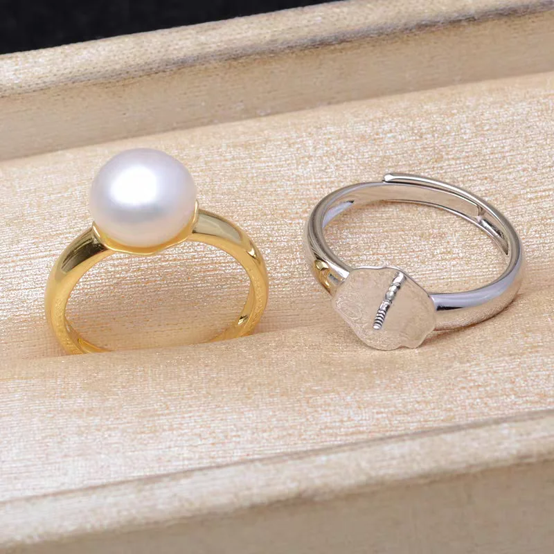 S925 Sterling Silver Adjustable Finger Ring Mountings Base Setting Findings Jewelry Components for 12-17mm Pearls 3pcs/lot