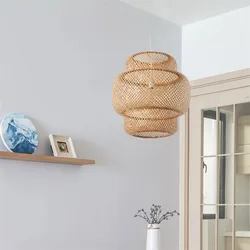 Handmade Wicker Hanging Lamps Rattan Pendant Light Bamboo Weaving Lamp Silk Pendant Light Outdoor Pendant Lighting Hanging