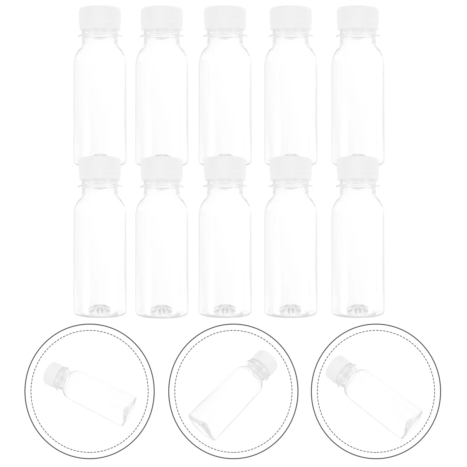 10-teilige Milchflasche, multifunktionale Saftflaschen, transparent, für Reisen, Getränke, Entsafter, Maschinen