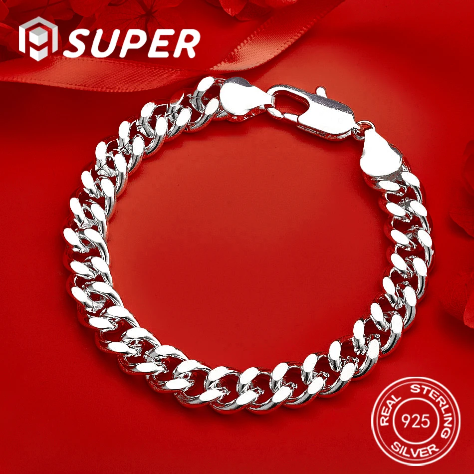 

ALISuper 925 Sterling Silver Exquisite Braided Bracelet Men And Gift Accessories Party Jewelry