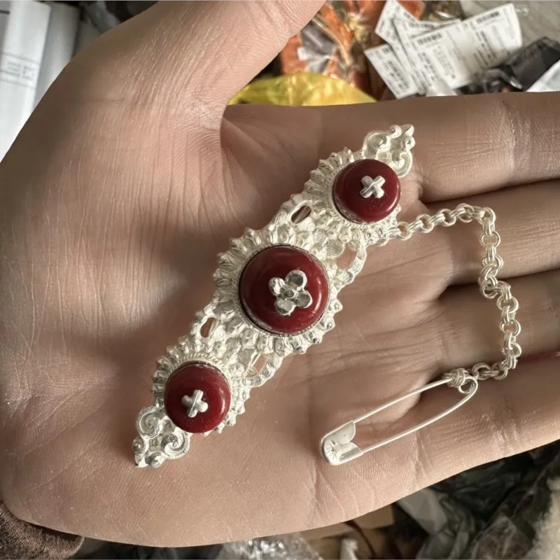 Chinese Xizang Alloy Tibetan Brooch Chain Costume Accessories