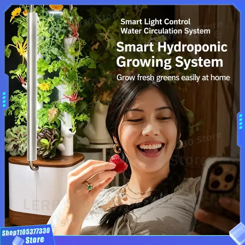 Smart Indoor Hydroponic Planter with LED Grow Light Digital Intelligent Control System Luxury Home Garden Pot Eco Friendly
