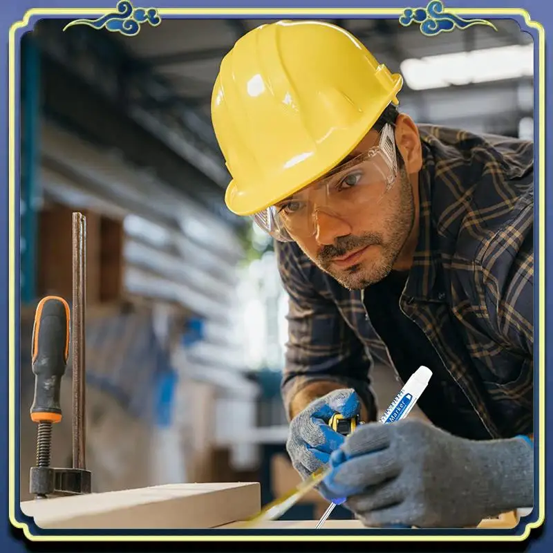 Portable 10Pcs Deep Hole Marker Pen, Multi-Purpose Long Nib Deep Reach Marker Pen, Carpentry Plastic Metal Glass Marking Tool