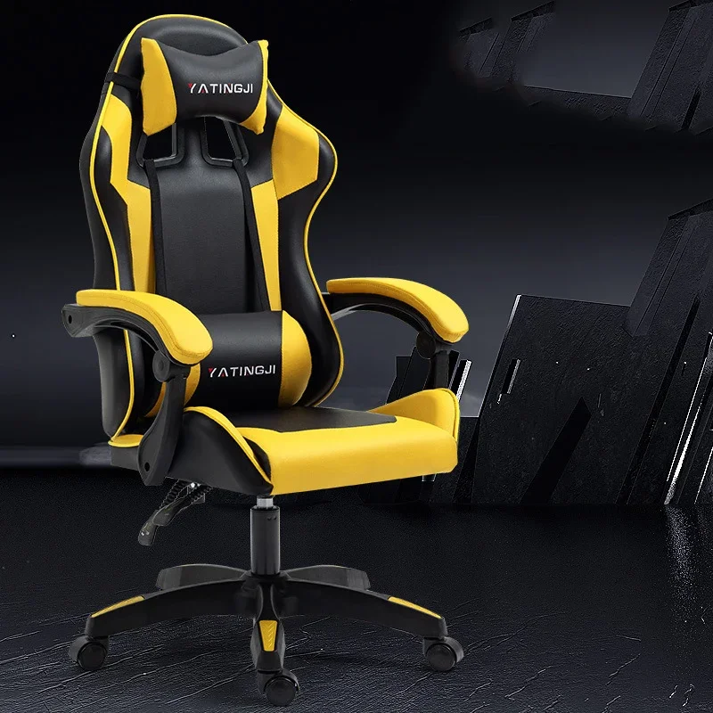 Cadeira gamer para jogos de computador, cadeiras ergonômicas com pernas cruzadas, e-sports, alumínio, couro pu, móveis de escritório