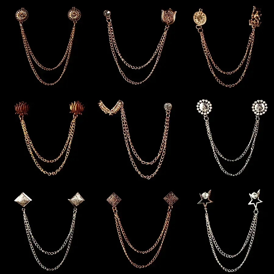 

New Fashion Bird Brooch Star Crystal Tassel Chain Lapel Pin Suit Shirt Fashion Clothing Brooches for Women Men Accessories