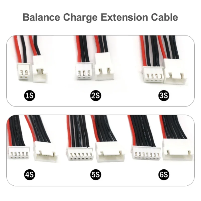 Cabo estendido de carregamento de bateria lipo 5 tamanhos 1s/2s/3s/4s/5s/6s/7s/8s 30cm 22awg JST-XH para carregador de equilíbrio modelo rc